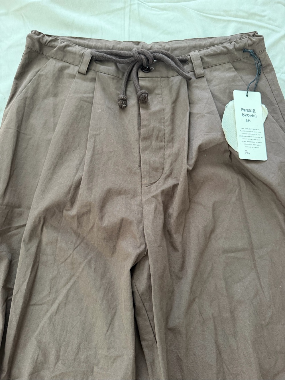 Women's Wide-Leg Drawstring Trousers - Brown - Picture 2 of 5